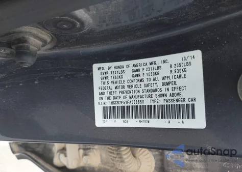 2015 Honda Accord Sport from USA, damaged, VIN 1HGCR2F51FA056650
